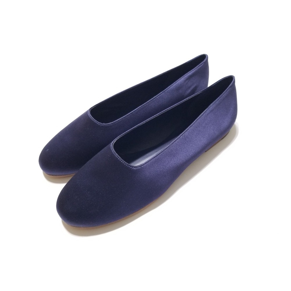 Vince Maxwell Italian Satin Ballet Flat Navy Blue NIB Size 6 $225 - Picture 8 of 16
